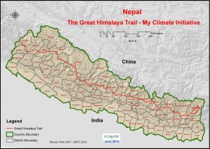 Great Himalaya Trail on Map. 