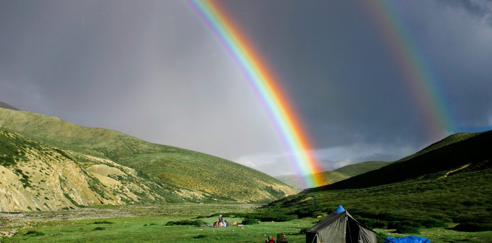 Double rainbow over the camp